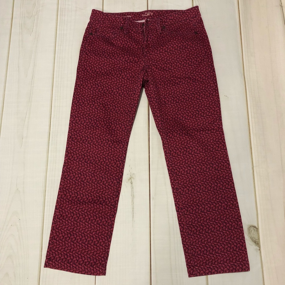 Paisley print 5 pocket ankle pant